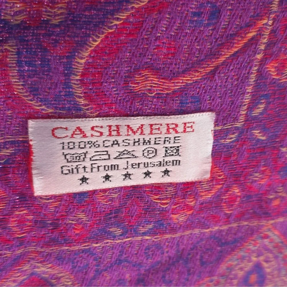 Gift From Jerusalem 100% Cashmere Purple Paisley Scarf/shawl with Fringe